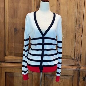 Cielo Cotton/Silk Fitted Stretch Nautical Vibe Cardigan Sz. L